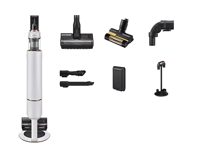 Samsung Bespoke Jet™ PLUS Pet Cordless Stick Vacuum Cleaner, Max 210W Suction Power with All-in-One Clean Station - Misty White