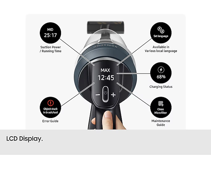 Samsung Bespoke Jet™ PLUS Pet Cordless Stick Vacuum Cleaner, Max 210W Suction Power with All-in-One Clean Station - Misty White - Image 3