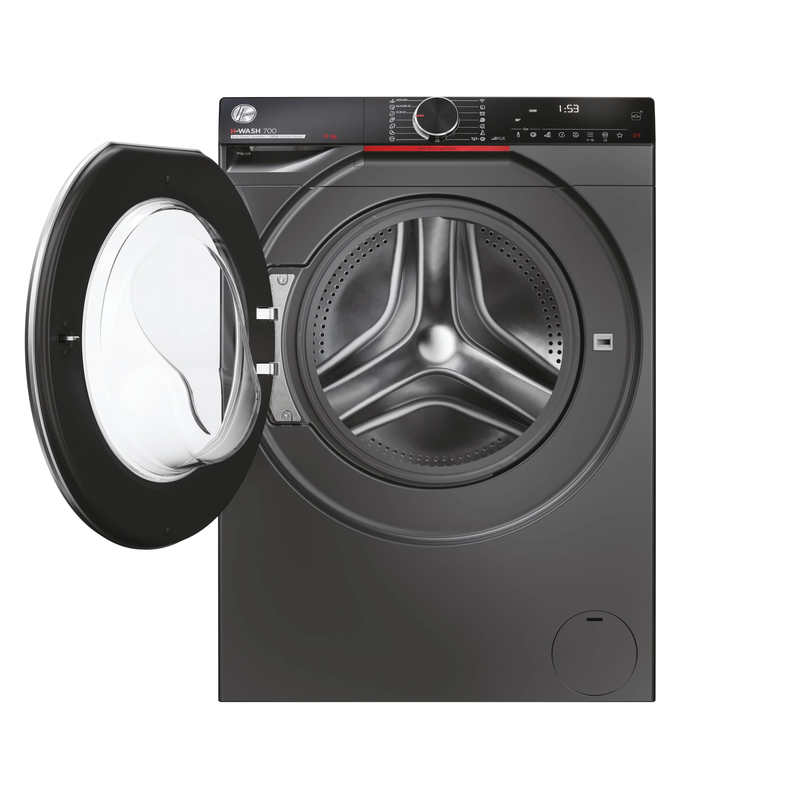 H-WASH 700 – Graphite 9 kg, Freestanding Washing Machine A-Rated, 14 programmes, SteamCare Pro, Auto Care, Larger drum, hOn App