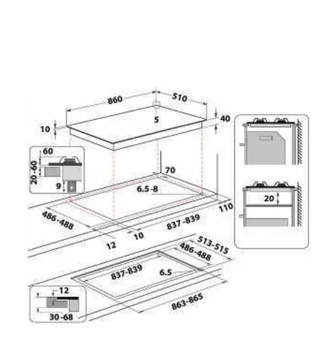 Indesit 90cm Gas on Glass Hob (ING 922 S/BK)