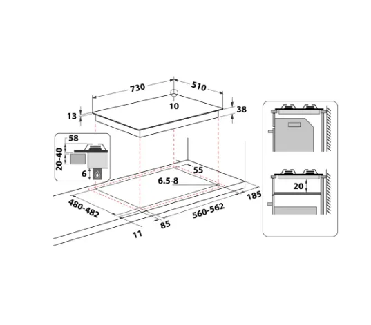 Ariston PPH 75G D/IX 75cm Gas Hob | 5 Burners & 9-Level Flame Control - Image 5