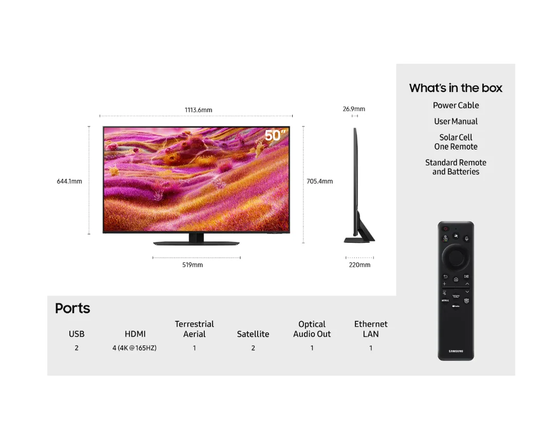 50" QN90F 4K Neo QLED Mini LED Vision AI Smart TV (2025)