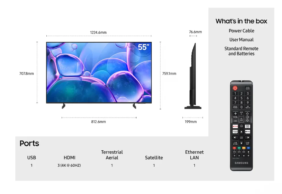55" Crystal UHD U7000F 4K Smart TV (2025)