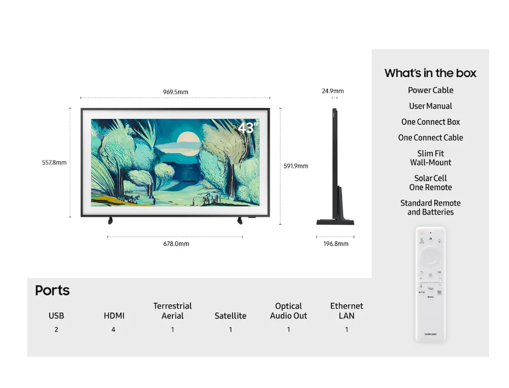 SAMSUNG 43" The Frame (LS03F) 4K QLED Smart Art TV