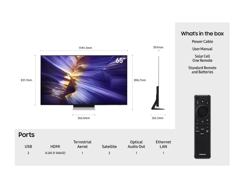 SAMSUNG 65" S90F 4K OLED Vision AI Smart TV (2025)