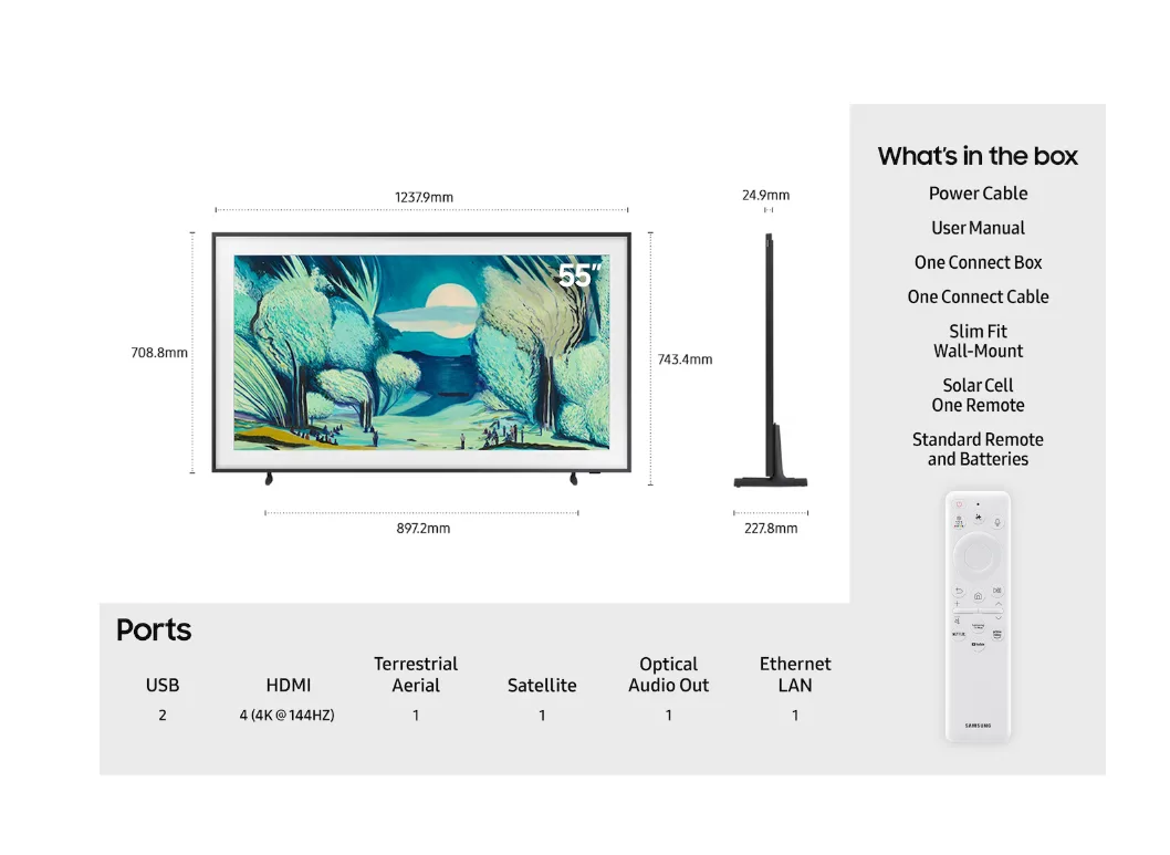 SAMSUNG 55" The Frame (LS03F) 4K QLED Smart Art TV (2025)
