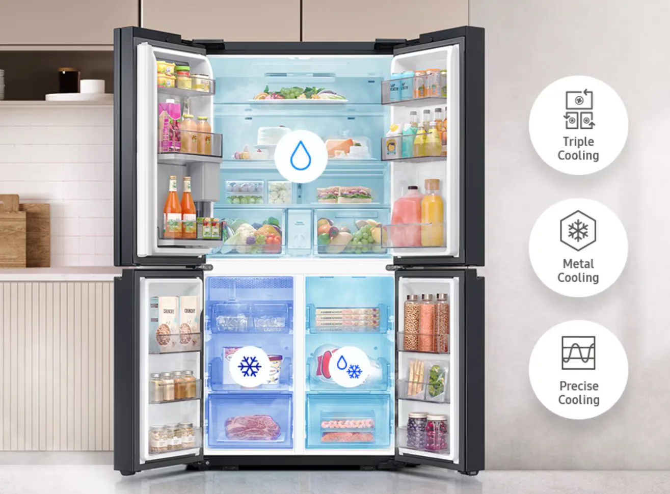 SAMSUNG Bespoke AI 4 Door French Refrigerator Family Hub AI Vision Inside 636L - Image 4