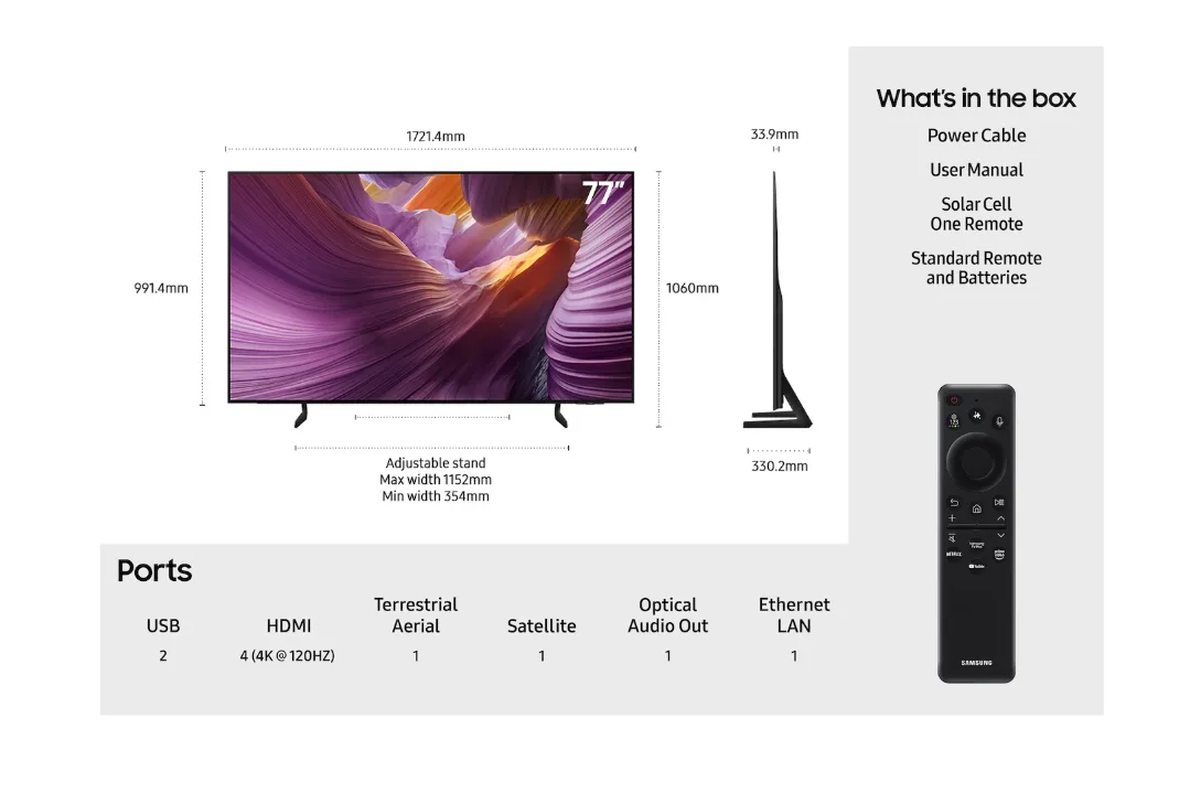 SAMSUNG 77" OLED S85F 4K Vision AI Smart TV