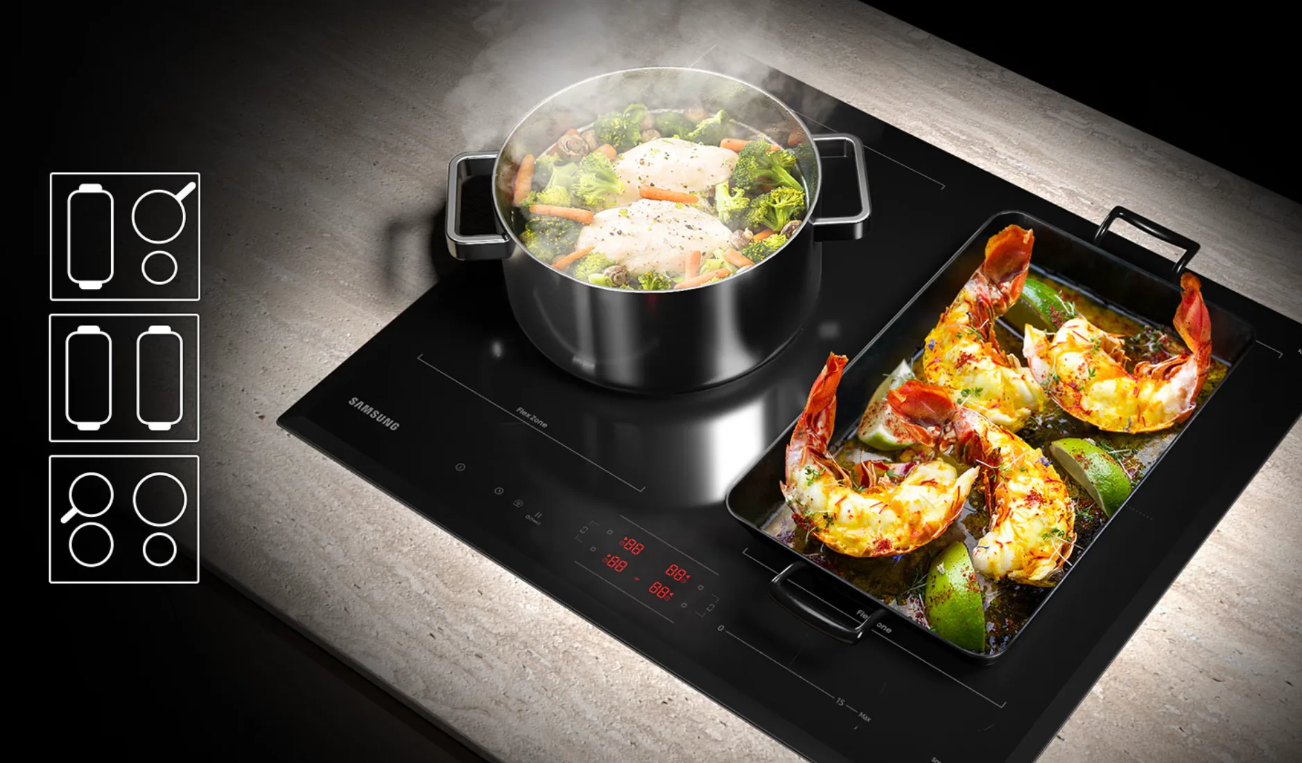 SAMSUNG Induction Hob Four Burner Dual Flex Zone 7.4kW - Image 3