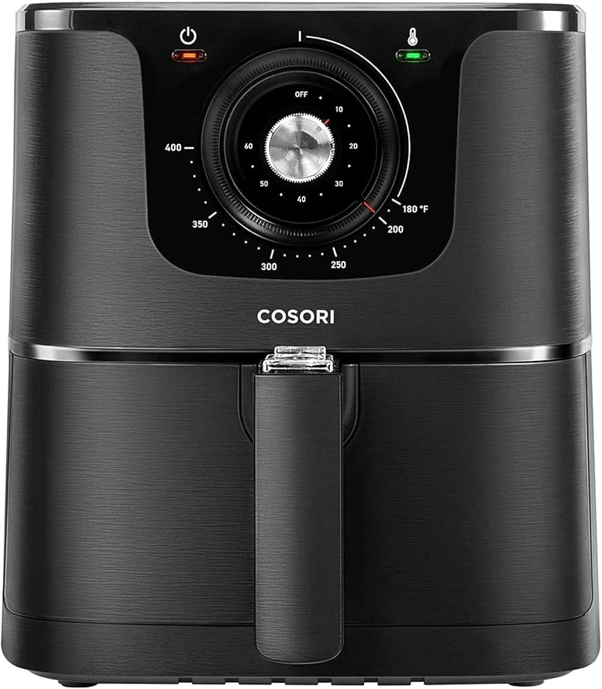 COSORI CO137-AF Air Fryer 30 Recipes Cookbook Included,3.5 L Hot Air Fryers Cooker Oil Free with Dual Knob Control for Timer & Temperature,Indicator Light, Nonstick Basket,1500 W, Silver Black
